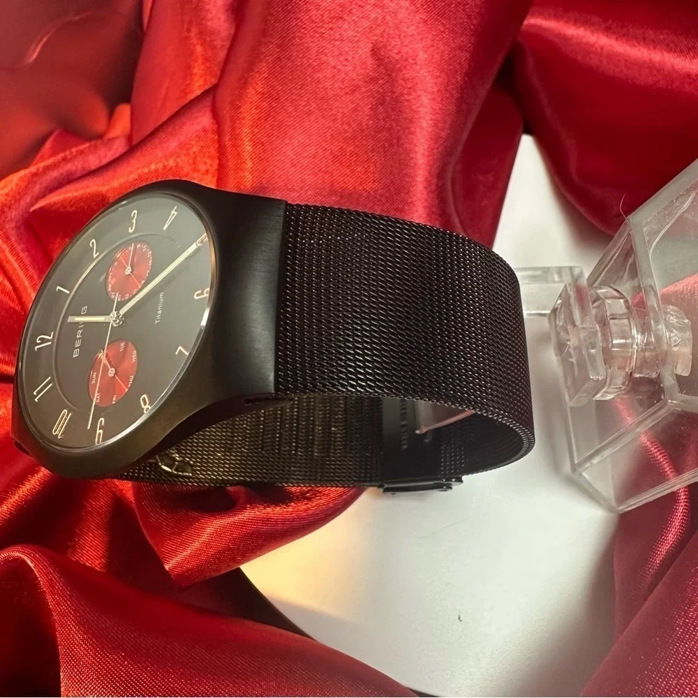 Bering Titanium Men’s Watch Black/Red Subdials 11939-229